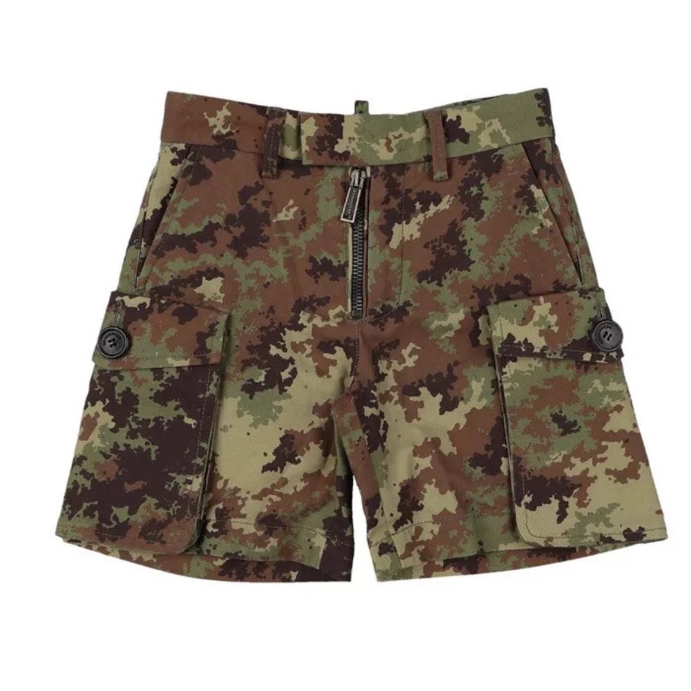 NWT DSQUARED2 Boys Khaki Camouflage Cargo Shorts